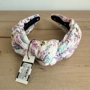 Lele Sadouhgi X LoveShackFancy Printed Veronica Bow Headband in Positano Blue
